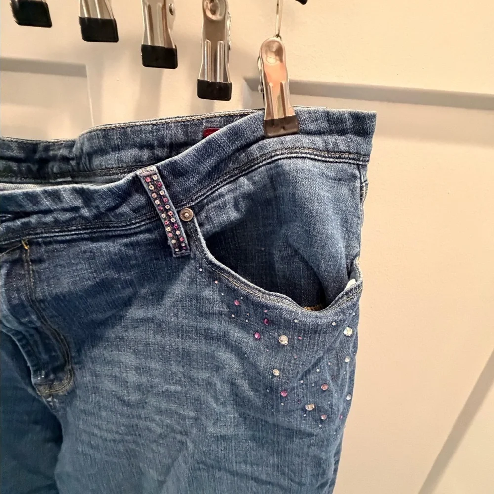 Seven7 Denim Rhinestone Embellished Jeans Women’s Size 24 Stretch Blue Plus Size